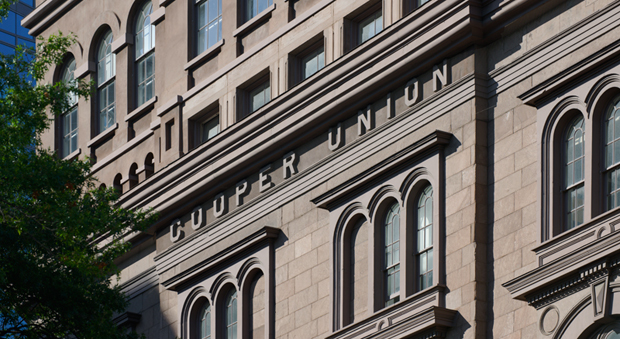 Signage on the Cooper Union&#39;s original 1859 building.