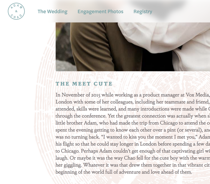 Adam &amp; Chao’s wedding website 2