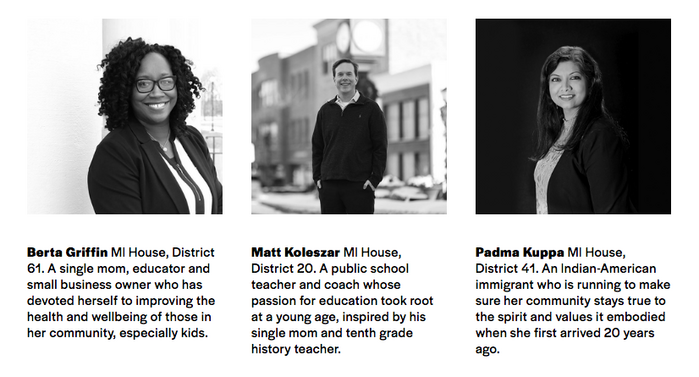 List of candidate portraits. Text in Halyard Display, with names in the bold weight.
