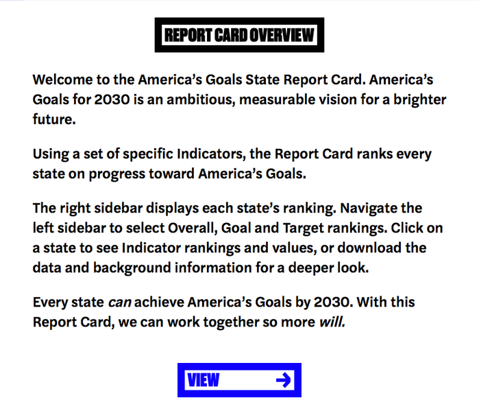 The project site americasgoals.org uses Halyard Text, a variant that is optimized for text sizes.