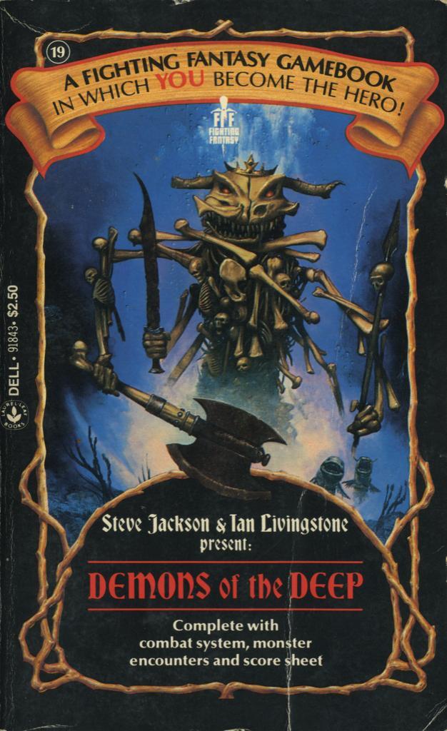 19: Demons Of The Deep by Steve Jackson and Ian Livingstone, 1987. Cover art by Les Edwards.