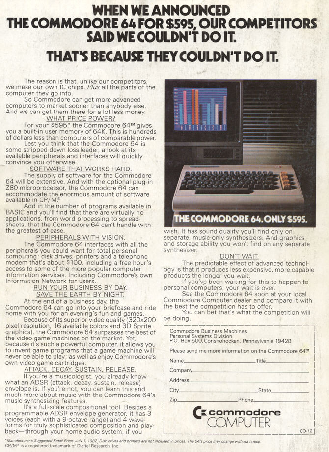 C64 for $595 / Compute!, Dec. 1982