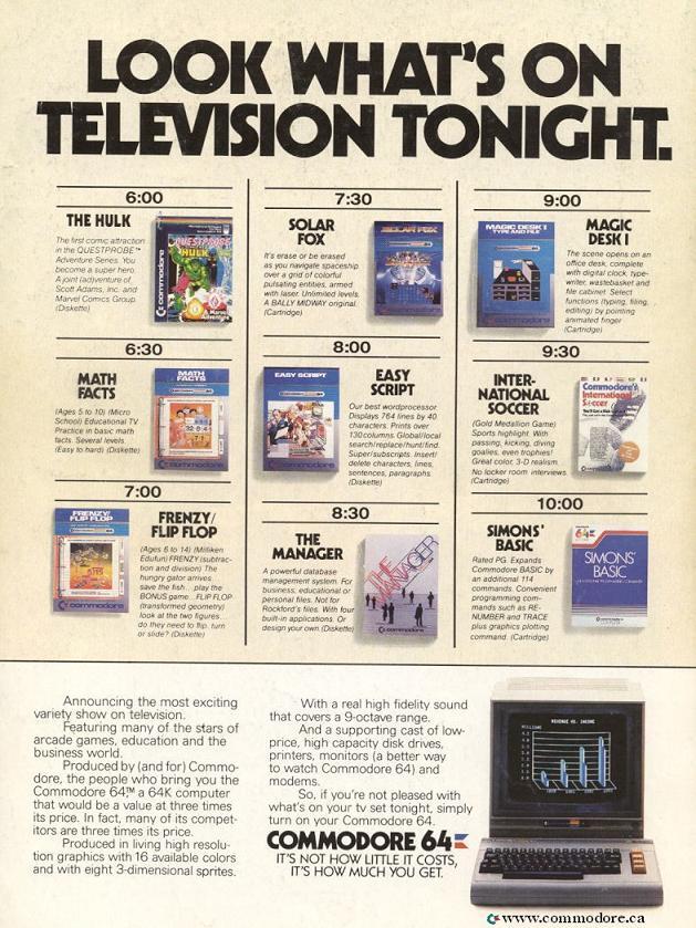 C64 Look What’s on Television Tonight / Run, March 1985