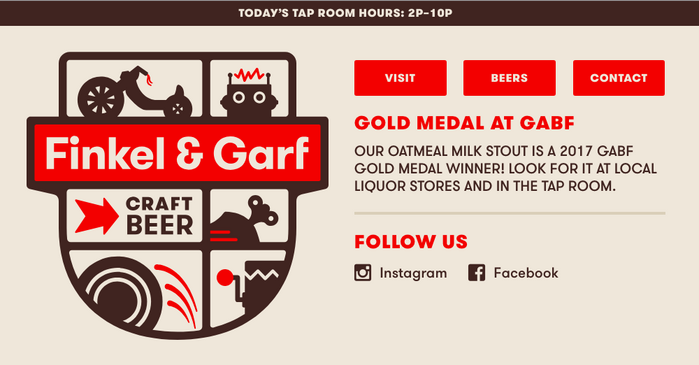 Homepage of the website