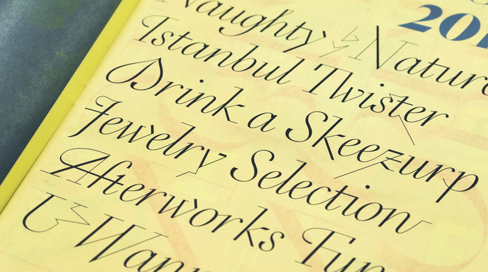 A preview of an unreleased script typeface [edit: this typeface was released in 2022 as ]