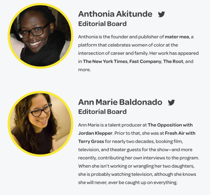 Detail from the Team section on the About page.