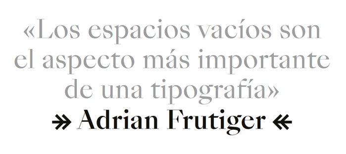 The Frutiger quote on the Graphic Design page is set in the Regular and Medium weights of SangBleu Empire. The two-headed arrows in the last line are from Suisse Int’l.