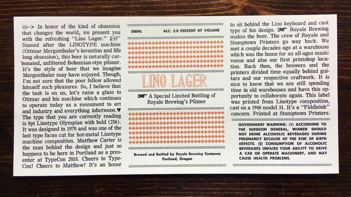 Lino Lager beer label 1