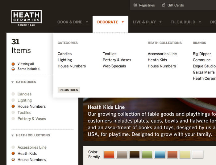 Heath Ceramics Website 1