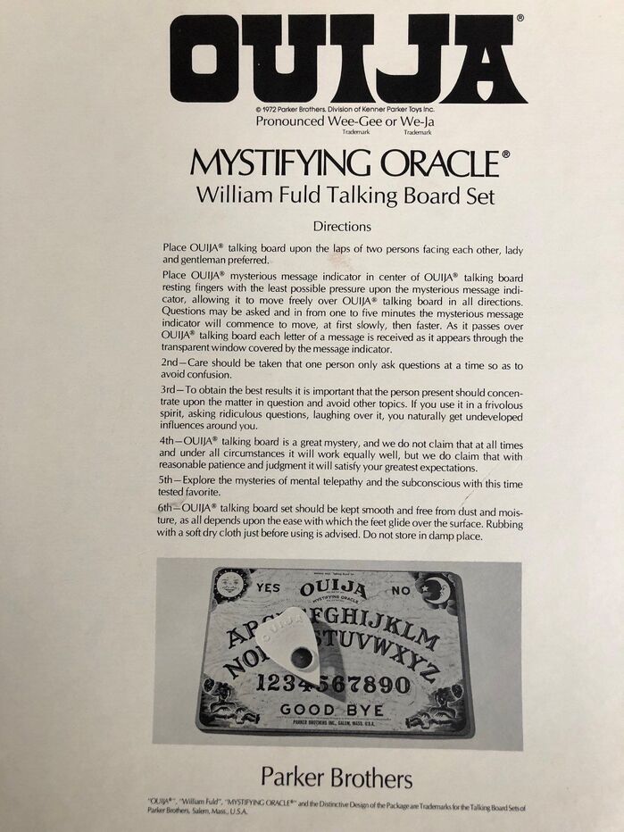 Parker Brothers Ouija packaging (1972 edition) 4