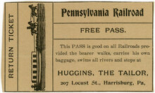Free Pennsylvania Railroad Pass, Huggins the Tailor