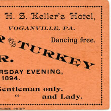 Oyster and Turkey Supper ticket, Voganville,<span class="nbsp">&nbsp;</span>Pa.