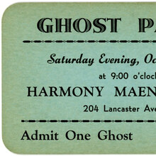 Ghost Party Ticket, Reading,<span class="nbsp">&nbsp;</span>Pa.