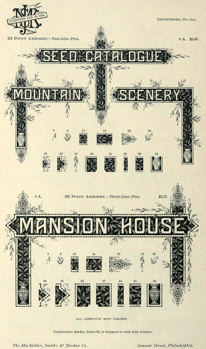 Mackellar, Smiths & Jordan specimen, 1892.