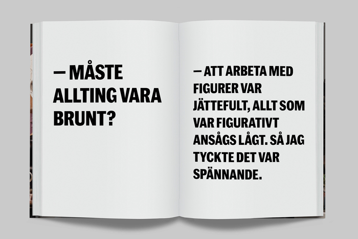 Spread in the Swedish edition. Typeset in Marr Sans Cond Bold.