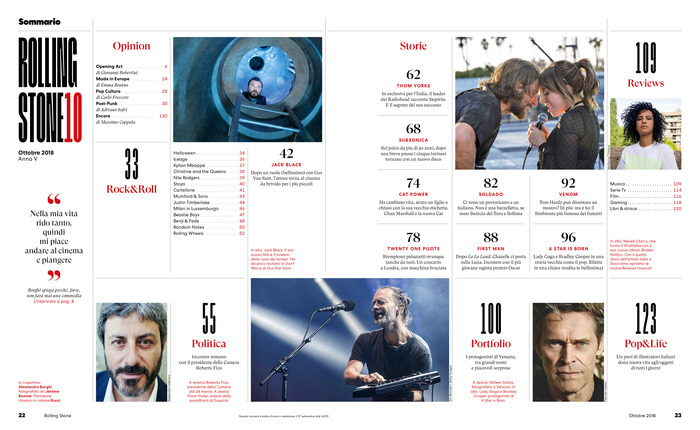 Rolling Stone Italia, issue 10, October 2018, p.&nbsp;22-23