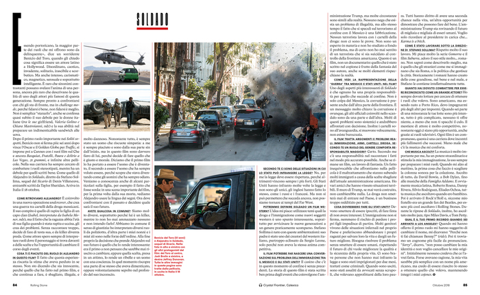 Rolling Stone Italia, issue 10, October 2018, p.&nbsp;84-85