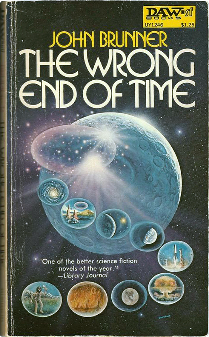 Cover of a reprint (from 1981?), with cover art by Rick Sternbach. The typeface is Tom Carnase’s ITC Busorama (1970).