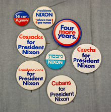 Richard Nixon 1972 presidential campaign buttons