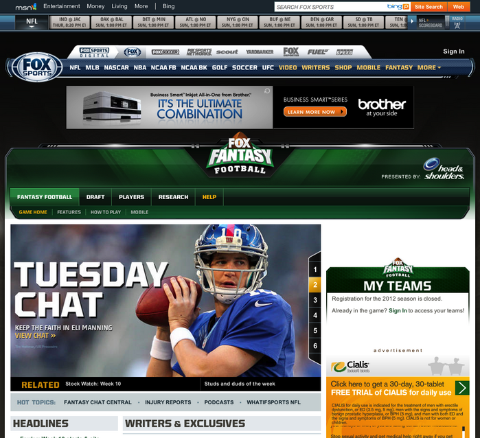 FOX Sports website 2