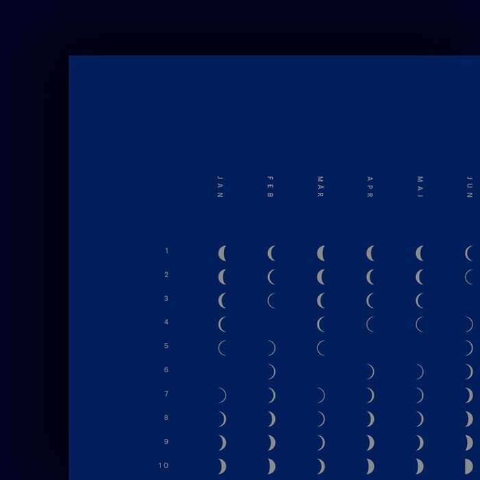 Lunar calendar / moon phases 2019 poster 2
