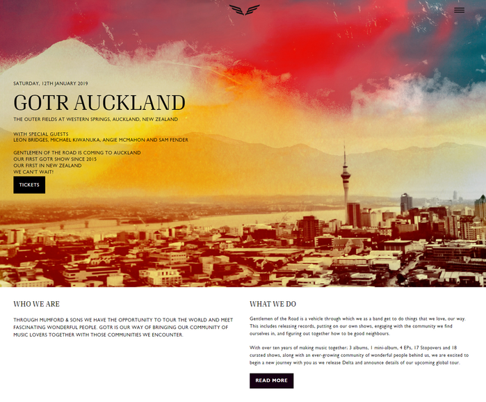Website, GOTR / Gentlemen of the Road Tour page.