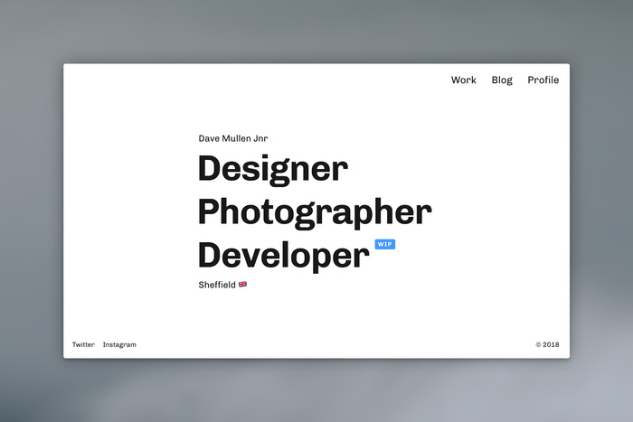 Dave Mullen Jnr portfolio website 1