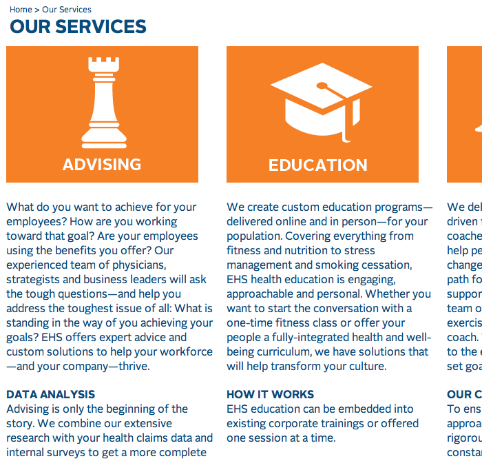 Engaged Health Solutions website 5