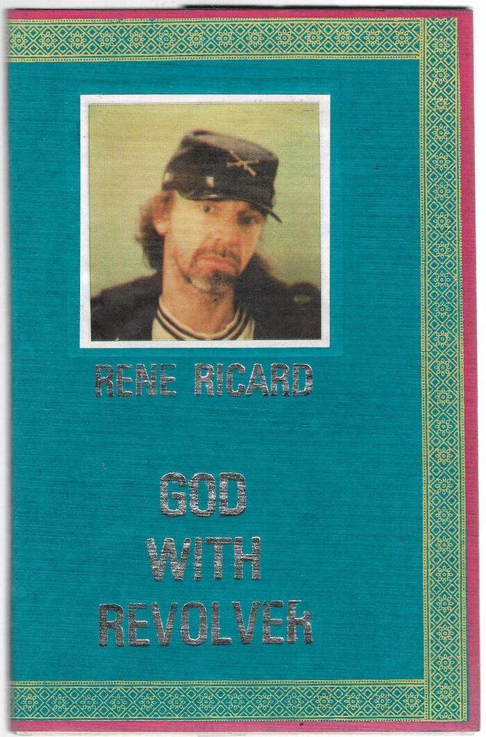 God With Revolver by Ren&eacute; Ricard (1990). &ldquo;A larger format was necessary for Ricard&rsquo;s unnumbered edition because the smaller bindings cannot hold more than twelve thousand words.&rdquo; &mdash; University of Michigan Library (Special Collections Research Center) This volume is also exceptional in terms of the type. It&rsquo;s Univers Condensed, in silver.