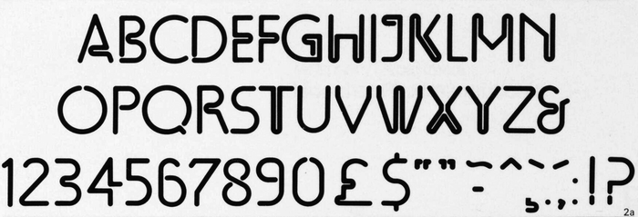 Glyph set of the all-caps Eggomania as shown in Modern Publicity 1972. Scan courtesy of IADDB.