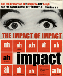 “The Impact of Impact” typeface advert brochure