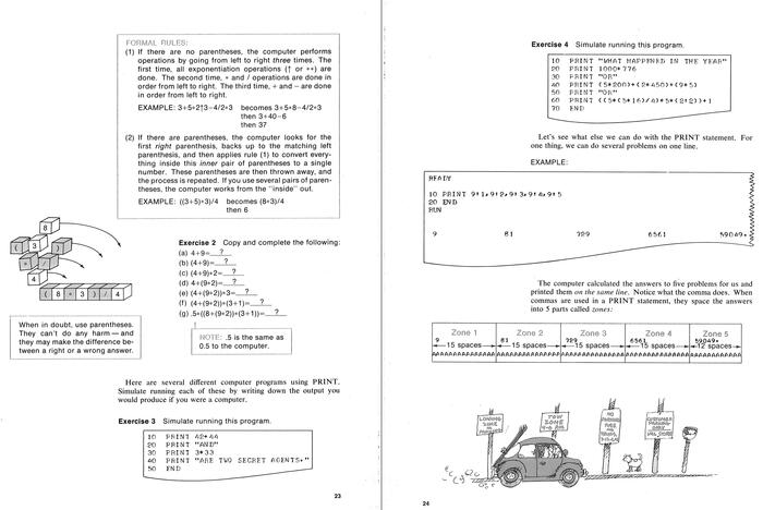 Pages 33 and 34, showing actual (monospaced) printer output.