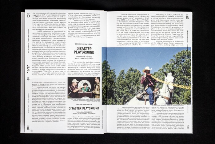 Body text set in Sporting Grotesque, with italics from Chivo. The headlines are set in caps from Reglo. The serif used for page numbers and subheads is Old Standard.