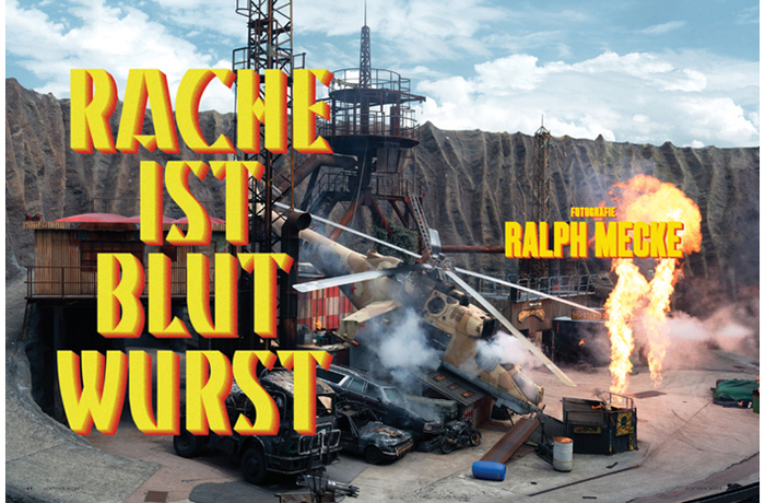 Kino in use on a spread from Achtung #28. Photography by Ralph Mecke. “Rache ist Blutwurst” is a German saying that could be translated to “You’ll be sorry”. Its literal translation is “Revenge is blood sausage.”