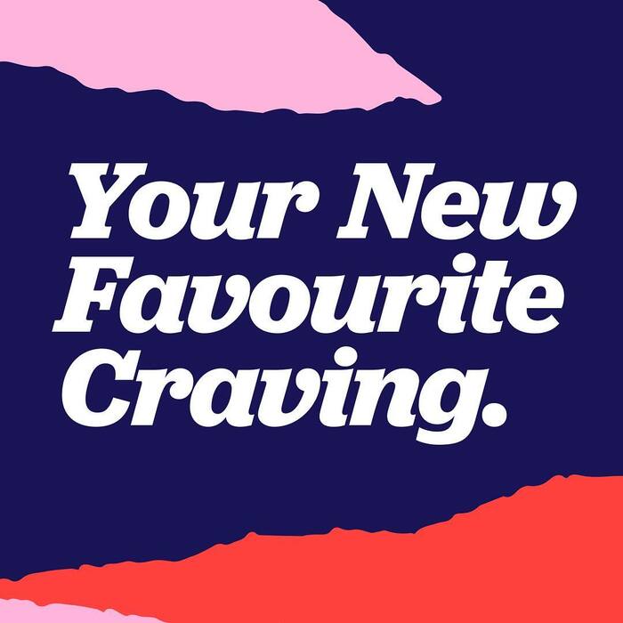 Two components of PopCo’s visual identity: Big words in Jubilat Bold Italic against colored backgrounds that emulate ripped paper.