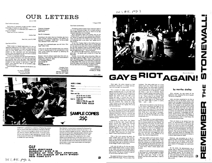 A spread from the same newspaper, scanned and made available as a pdf through outhistory.org .
