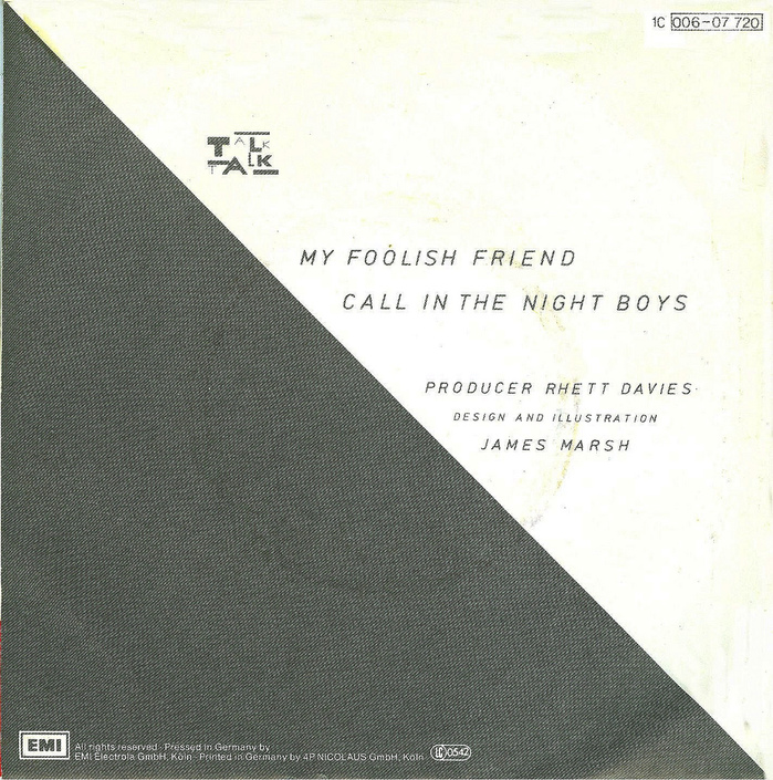 The aforementioned band logo is reproduced on the back, at a small size. The images show the German edition by EMI Electrola. The UK version is largely identical.