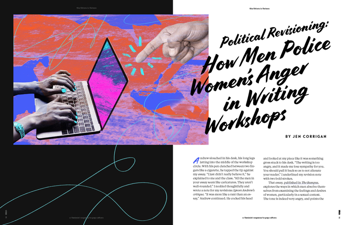 “The Future Is Furious” interior spread (Jessica De Jesus, design lead)