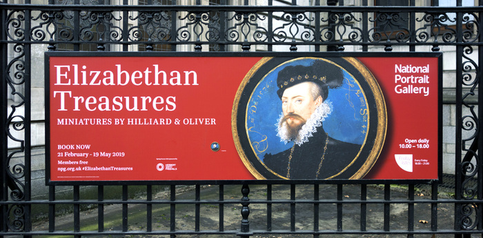 Exhibition poster outside the National Portrait Gallery, London