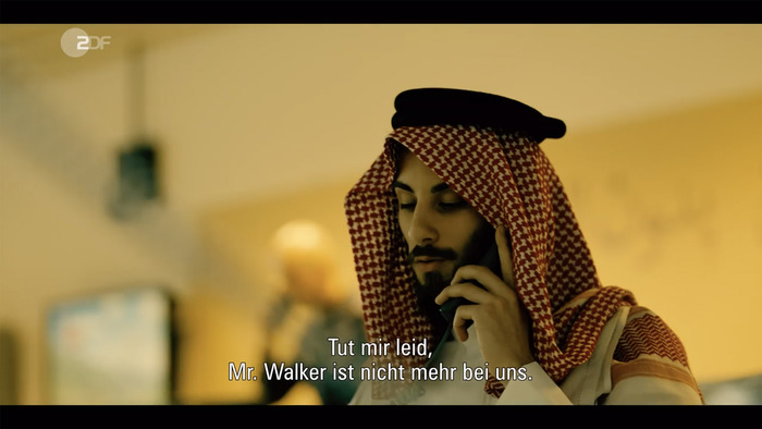 Subtitle with German translation in Univers Condensed