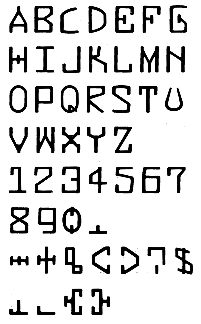 Drawing of Viafont, filed for a patent by Harry L. Preble of Viatron in 1970.