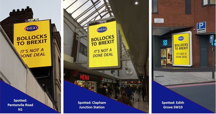 “A London businessman who has been asked by a local council to remove a 100-foot “Bollocks to Brexit” sign above his premises has stepped up his fight. Charlie Mullins, who owns Pimlico Plumbers, had previously accused Lambeth council of trying to stifle freedom of speech when it contacted him asking to remove the sign above his store.” — The New European, 9 October 2018.