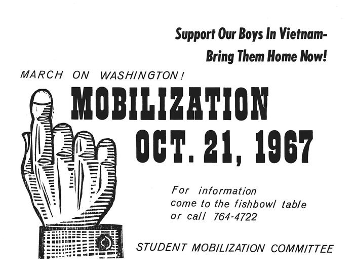 ,  Bold Italic, and  Italic on a flyer about the October 21st, 1967 March on Washington to end the Vietnam War.