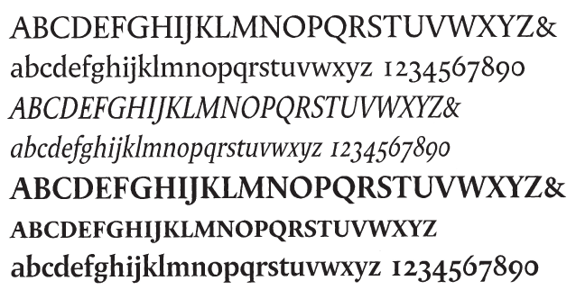 Matthew Carter’s version (1982 &amp; 1997) of Berthold Wolpe’s 1937 typeface. Scan from The Art of Matthew Carter, Princeton Architectural Press (2003)