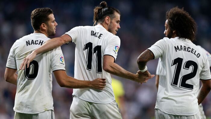 20 August 2018. Nacho, Bale and Marcelo in the opening match of La Liga 2018-19 (against Getafe, 2-0).