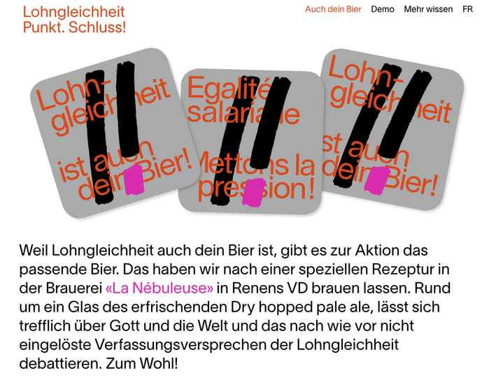Beer coasters on the campaign website.