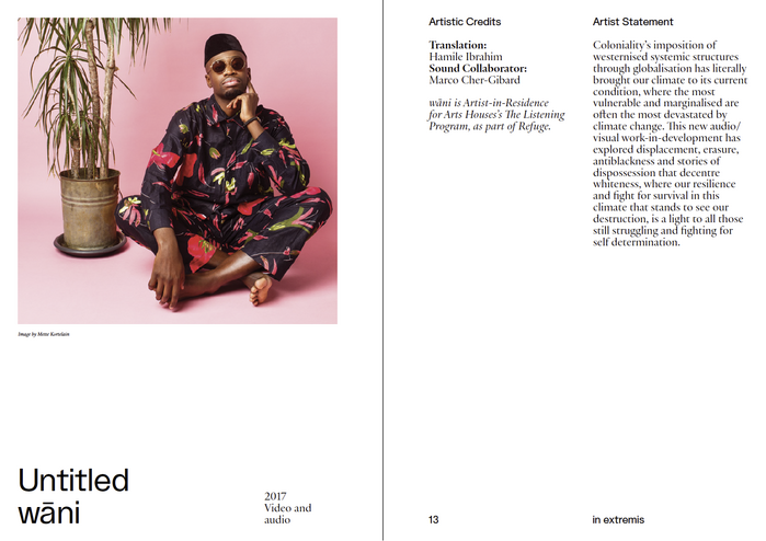 in extremis, Arts House catalog 6