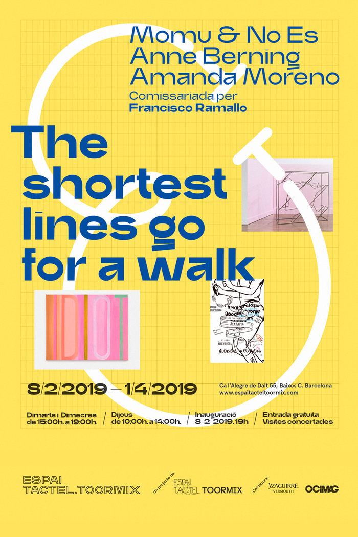Poster for the second exhibition, The shortest lines go for a walk.