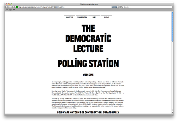 The Democratic Lecture 1