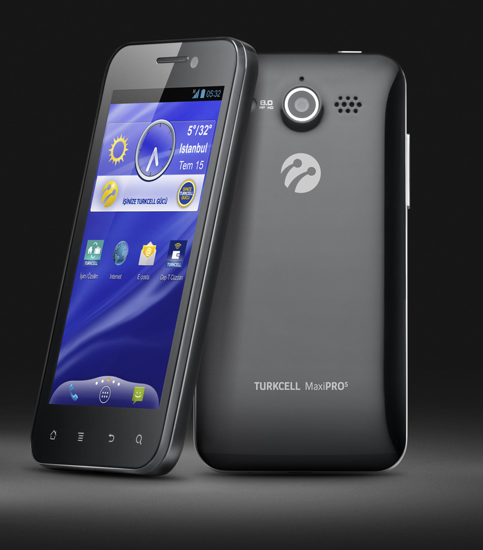 A mix of Regular and Bold is used on Turkcell&rsquo;s own hardware for the product names. Here on the MaxiPro5 phone.